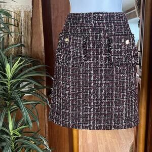 NWT Ann Taylor Loft 8P Mini Skirt | Purple Tweed Boucle Preppy Coquette Sparkle